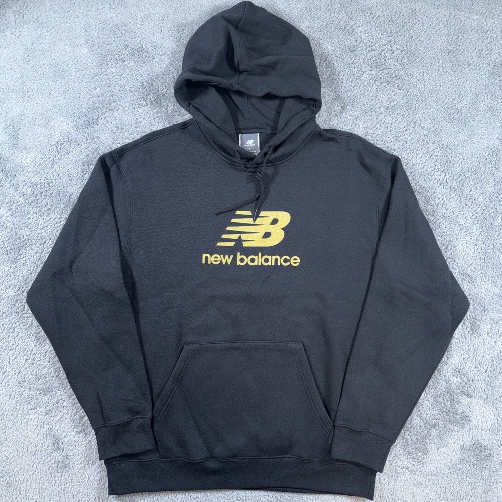 New Balance Men's Large Graphic Logo NB Black Hoodie Pullover Sweatshirt NWT